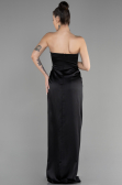 Abschlusskleid Lang Satin Schwarz ABU3474