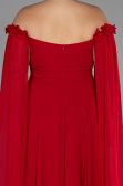 Kleider in Großen Größen Lang Chiffon Rot ABU3464