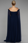 Kleider in Großen Größen Lang Chiffon Marineblau ABU3464