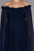 Kleider in Großen Größen Lang Chiffon Marineblau ABU3464