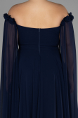 Kleider in Großen Größen Lang Chiffon Marineblau ABU3464