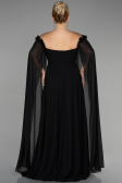Kleider in Großen Größen Lang Chiffon Schwarz ABU3464