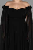 Kleider in Großen Größen Lang Chiffon Schwarz ABU3464