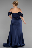 Kleider in Großen Größen Lang Satin Marineblau ABU3469