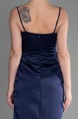 Abendkleid Lang Satin Marineblau ABU3390