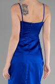 Abendkleid Lang Satin Sächsischblau ABU3390