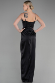 Abendkleid Lang Satin Schwarz ABU3390