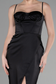 Abendkleid Lang Satin Schwarz ABU3390