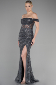 Abendkleid Lang Schuppig Anthrazit ABU3498