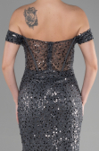 Abendkleid Lang Schuppig Anthrazit ABU3498