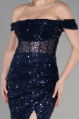 Abendkleid Lang Schuppig Marineblau ABU3498
