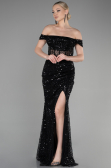 Abendkleid Lang Schuppig Schwarz ABU3498