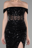 Abendkleid Lang Schuppig Schwarz ABU3498