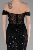 Abendkleid Lang Schuppig Schwarz ABU3498