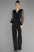 Schwarz-Silber Abendkleid ABT012