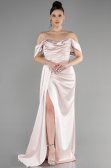 Abschlusskleid Lang Satin Beige ABU3514