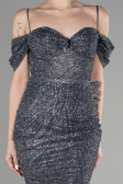 Abendkleid im Meerjungfrau-Stil Lang Anthrazit ABU3527