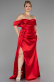 Kleider in Großen Größen Lang Satin Rot ABU3515