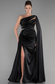 Abendkleid Lang Satin Schwarz ABU3545