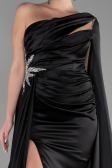 Abendkleid Lang Satin Schwarz ABU3545