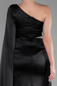 Abendkleid Lang Satin Schwarz ABU3545