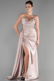 Cappuccino Abendkleid Satin Lang ABU3536
