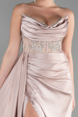 Cappuccino Abendkleid Satin Lang ABU3536