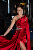 Abendkleid Lang Satin Rot ABU3545