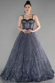 Designer Abendkleid Lang Anthrazit ABU3556
