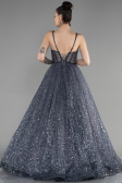 Designer Abendkleid Lang Anthrazit ABU3556
