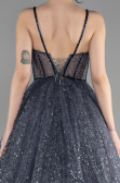 Designer Abendkleid Lang Anthrazit ABU3556