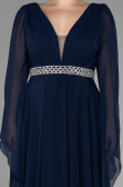 Abendgarderobe in Großen Größen Lang Chiffon Marineblau ABU3543