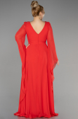 Abendgarderobe in Großen Größen Lang Chiffon Koralle ABU3543