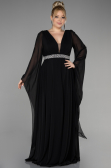 Abendgarderobe in Großen Größen Lang Chiffon Schwarz ABU3543