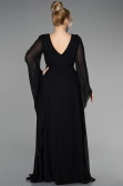 Abendgarderobe in Großen Größen Lang Chiffon Schwarz ABU3543