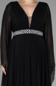 Abendgarderobe in Großen Größen Lang Chiffon Schwarz ABU3543