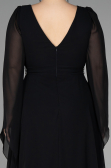 Abendgarderobe in Großen Größen Lang Chiffon Schwarz ABU3543