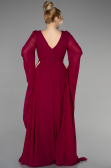 Abendgarderobe in Großen Größen Lang Chiffon Kirschrot ABU3543