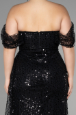 Verlobungskleid In Übergröße Lang Schuppig Schwarz ABU3579