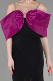 Abendkleid Lang Fuchsie-Schwarz ABU3601