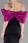 Abendkleid Lang Fuchsie-Schwarz ABU3601