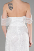 Abendkleid Lang Schuppig Weiß ABU3577