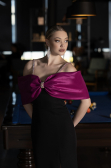 Abendkleid Lang Fuchsie-Schwarz ABU3601