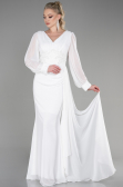 Abendkleid Lang Chiffon Weiß ABU3627