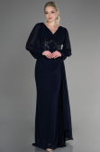 Abendkleid Lang Chiffon Marineblau ABU3627