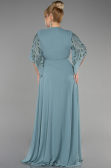 Abendgarderobe in Großen Größen Lang Chiffon Türkis ABU2071