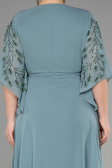 Abendgarderobe in Großen Größen Lang Chiffon Türkis ABU2071
