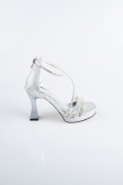 Party-Schuhe Laserschnitt Silber MJ5154