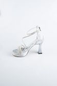Party-Schuhe Laserschnitt Silber MJ5154