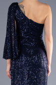 Abendkleid im Meerjungfrau-Stil Lang Marineblau ABU3667